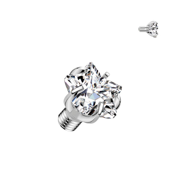 Implant Grade Titanium Internally Threaded Top Prong Set Star Cubic Zirconia Top Clear Piercing