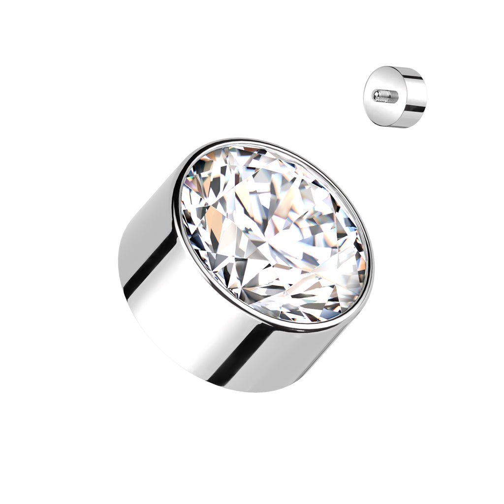 Titanium Internally Threaded Top Bezel Set Round CZ Top Piercing - SkinKandy | Body Jewellery & Piercing Online Australia