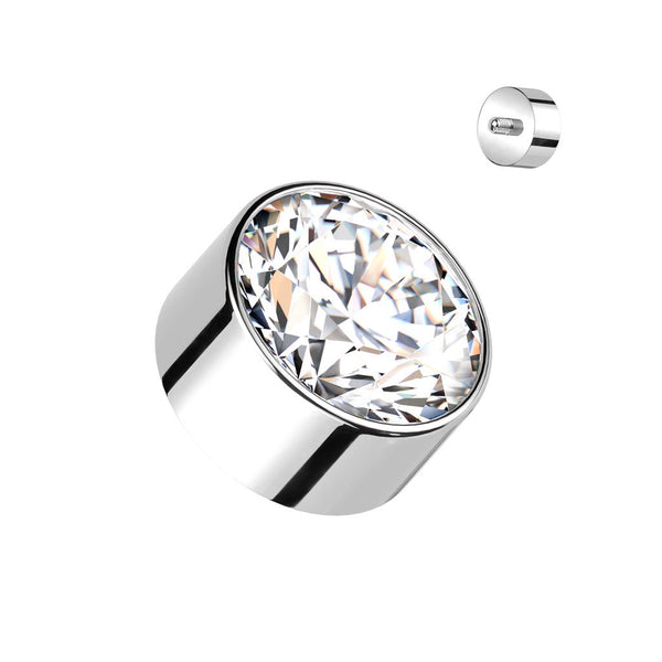 Titanium Internally Threaded Top Bezel Set Round CZ Top Piercing