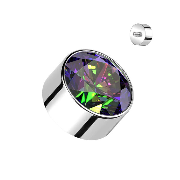 Implant Grade Titanium Internally Threaded Top Bezel Set Round Cubic Zirconia Top Piercing