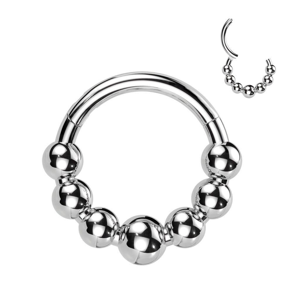 Titanium Hinged Segment Ring Lined with 7 Beaded Balls Piercing - SkinKandy | Body Jewellery & Piercing Online Australia