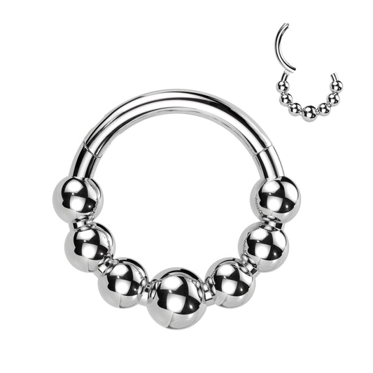 Titanium Hinged Segment Ring Lined with 7 Beaded Balls Piercing - SkinKandy | Body Jewellery & Piercing Online Australia