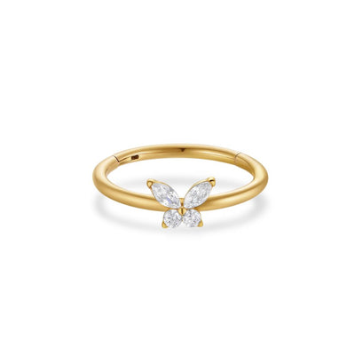 Titanium Segment Ring with Butterfly Cubic Zirconia