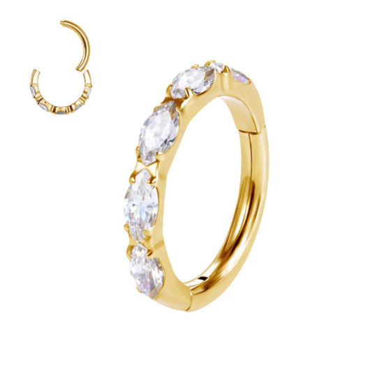 Titanium Segment Ring with Marquis Cubic Zirconia - SkinKandy | Body Jewellery & Piercing Online Australia