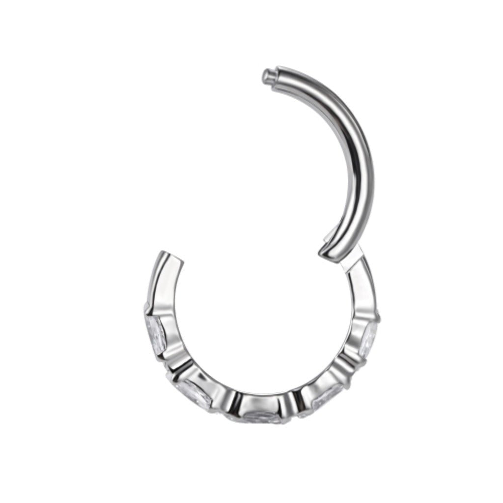 Titanium Segment Ring with Marquis Cubic Zirconia - SkinKandy | Body Jewellery & Piercing Online Australia
