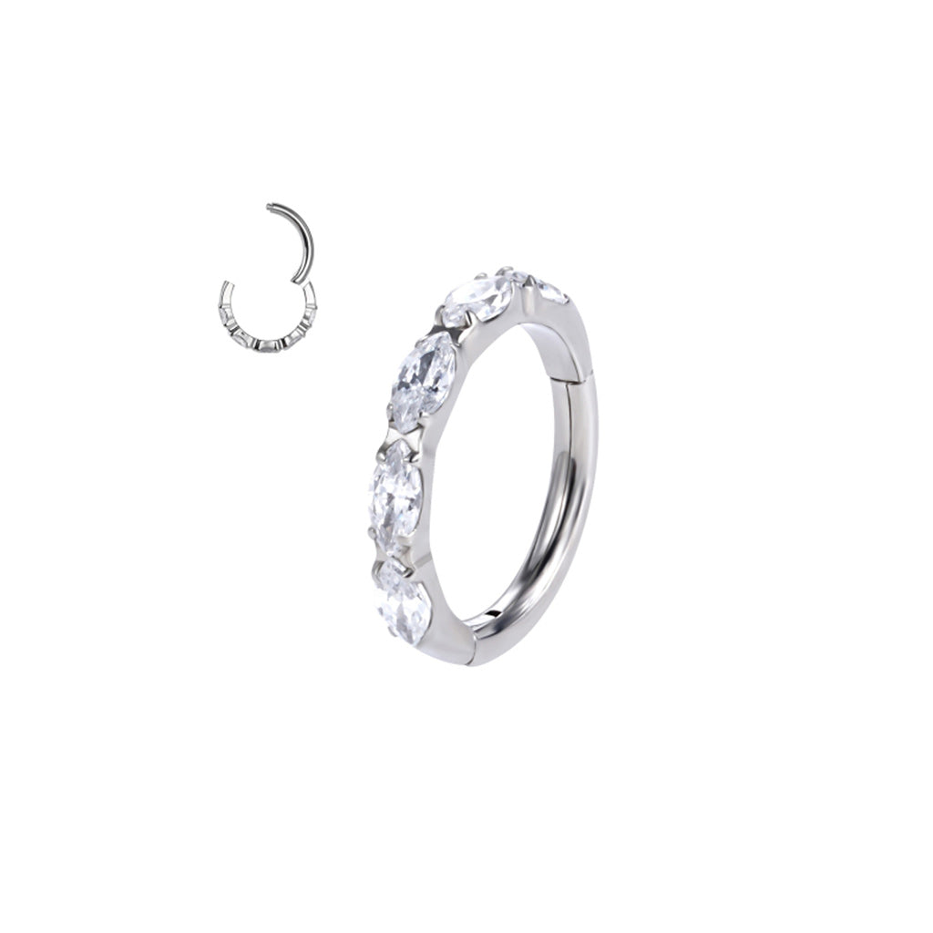 Image for Titanium Segment Ring with Marquis Cubic Zirconia Collections