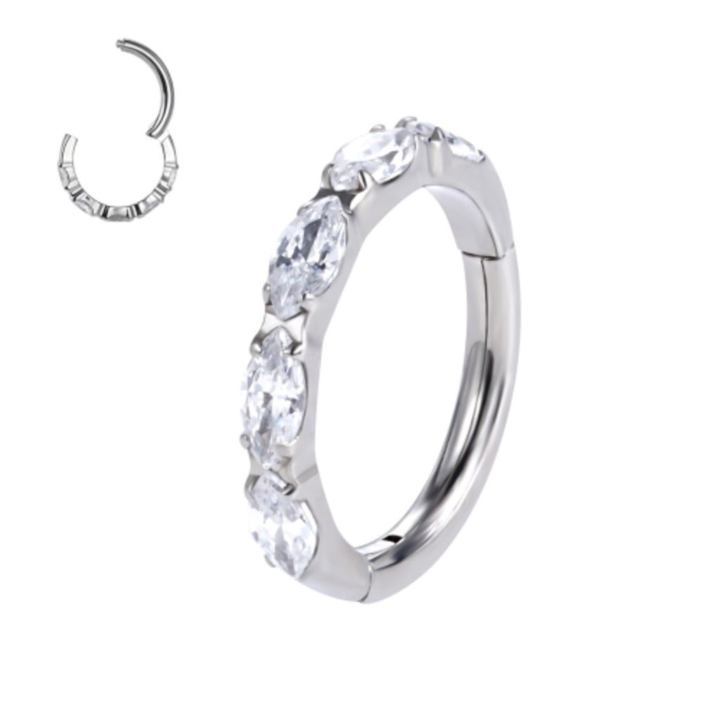 Titanium Segment Ring with Marquis Cubic Zirconia - SkinKandy | Body Jewellery & Piercing Online Australia