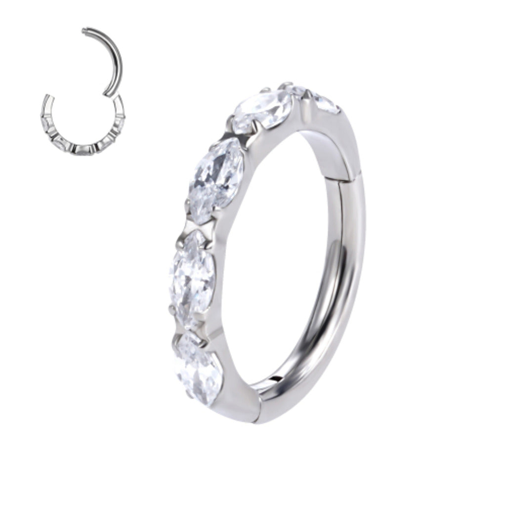 Titanium Segment Ring with Marquis Cubic Zirconia