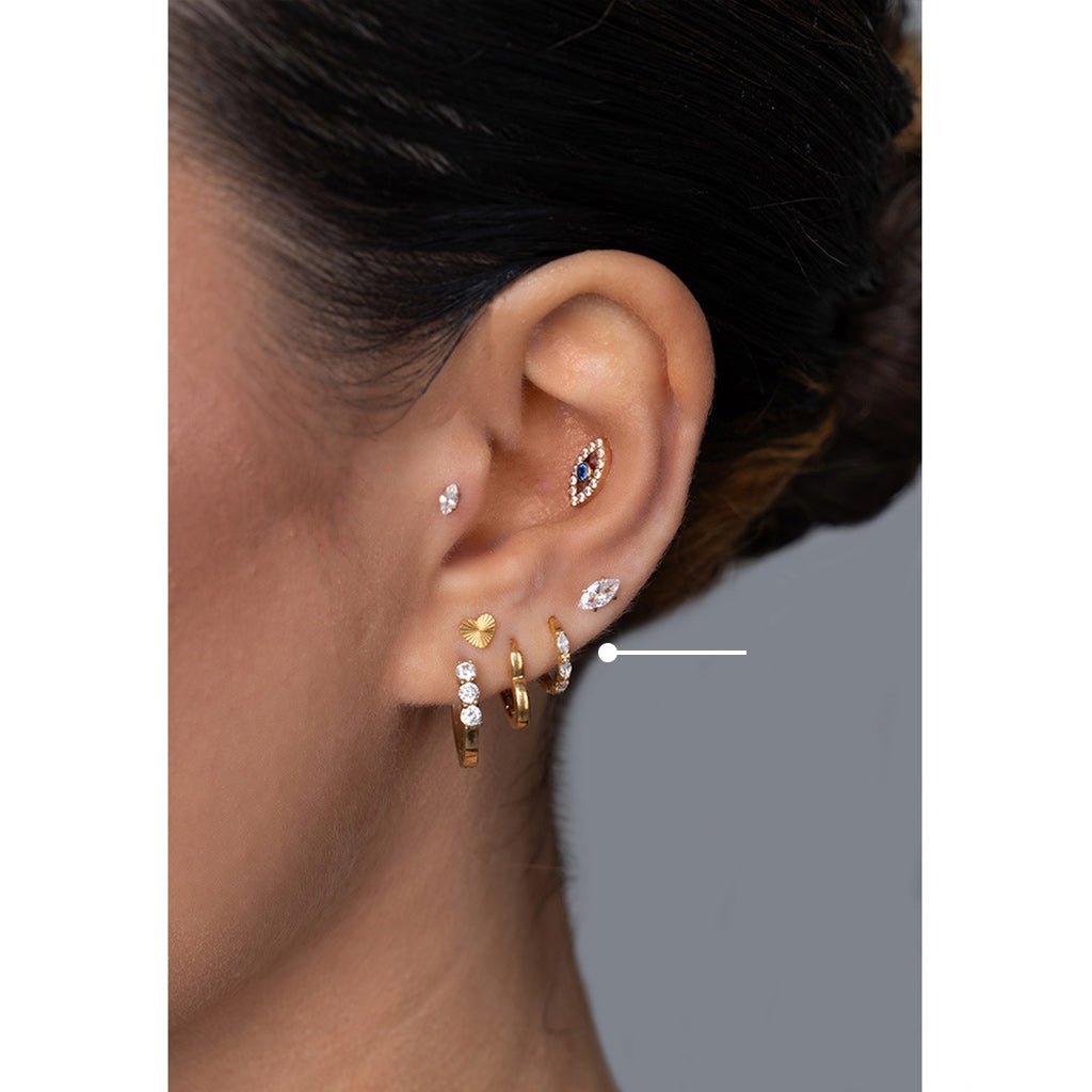 Titanium Marquis Segment Rings with Cubic Zirconia - Pair - SkinKandy | Body Jewellery & Piercing Online Australia