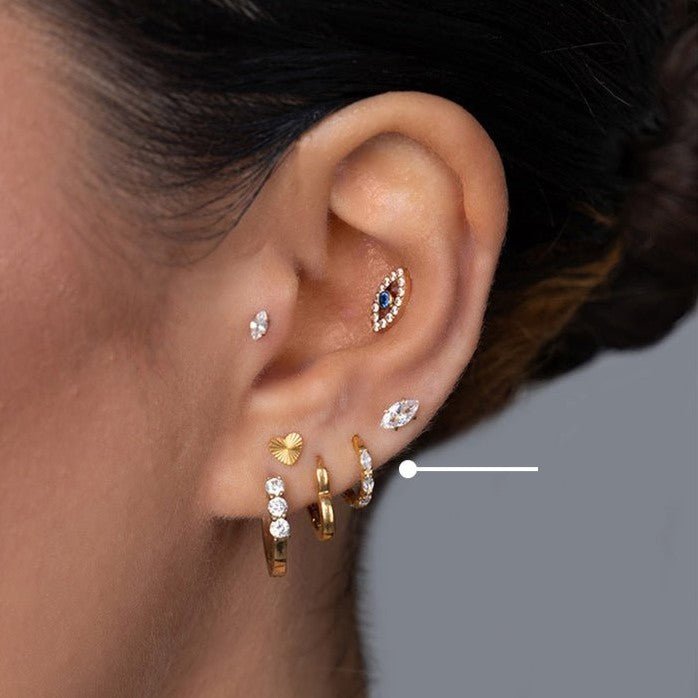 Titanium Marquis Segment Rings with Cubic Zirconia - Pair - SkinKandy | Body Jewellery & Piercing Online Australia