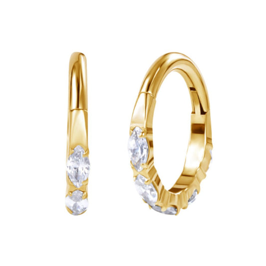 Titanium Marquis Segment Rings with Cubic Zirconia - Pair - SkinKandy | Body Jewellery & Piercing Online Australia