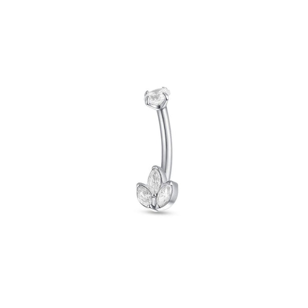 Titanium Triple Marquis Cubic Zirconia Curved Barbell