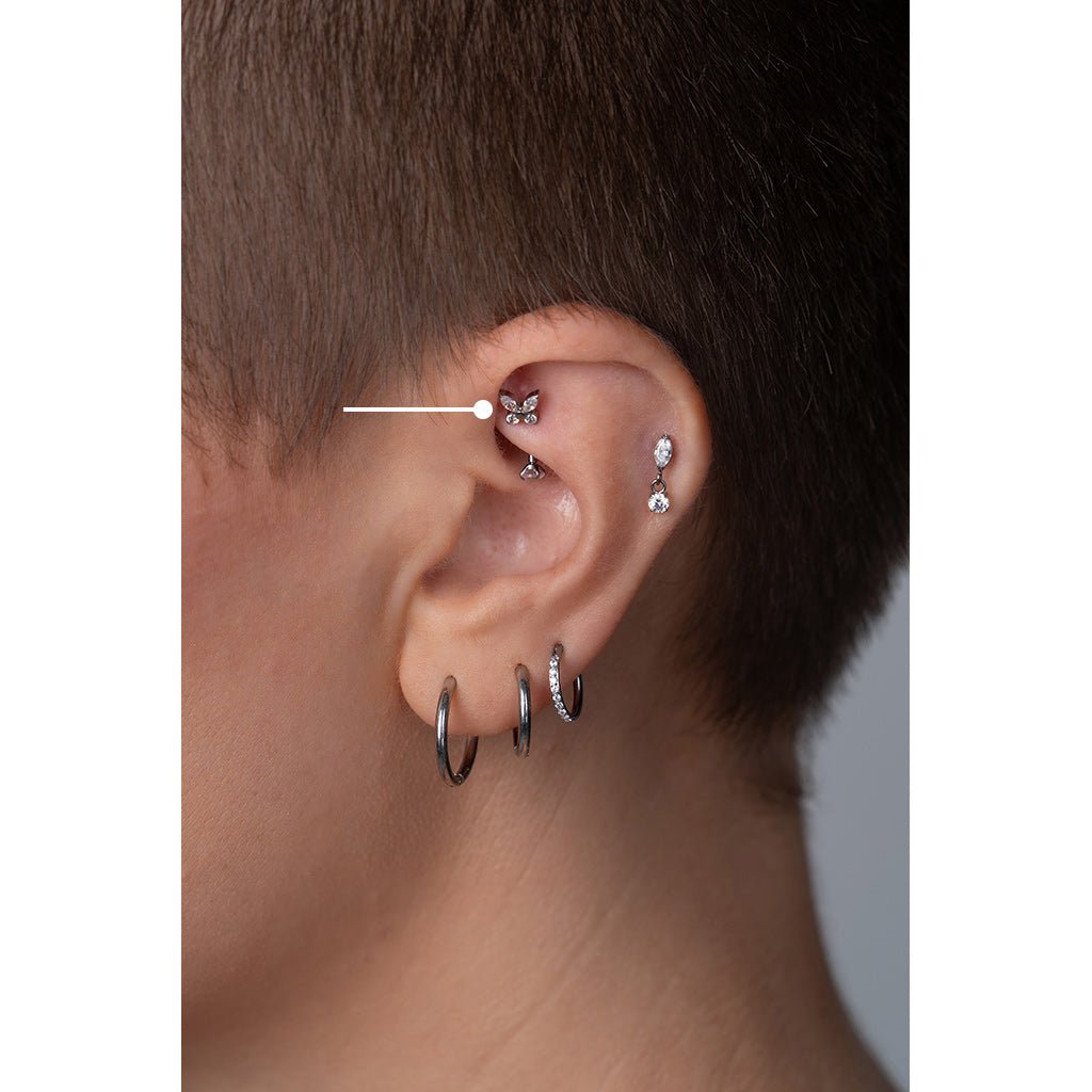 Titanium Cubic Zirconia Butterfly Curved Barbell - SkinKandy | Body Jewellery & Piercing Online Australia