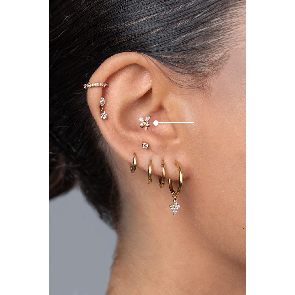 Titanium Cubic Zirconia Butterfly Curved Barbell - SkinKandy | Body Jewellery & Piercing Online Australia