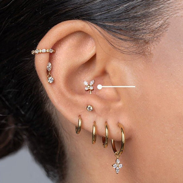 Titanium Cubic Zirconia Butterfly Curved Barbell