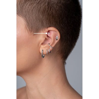 Titanium Round Cubic Zirconia Claw Set Curved Barbell