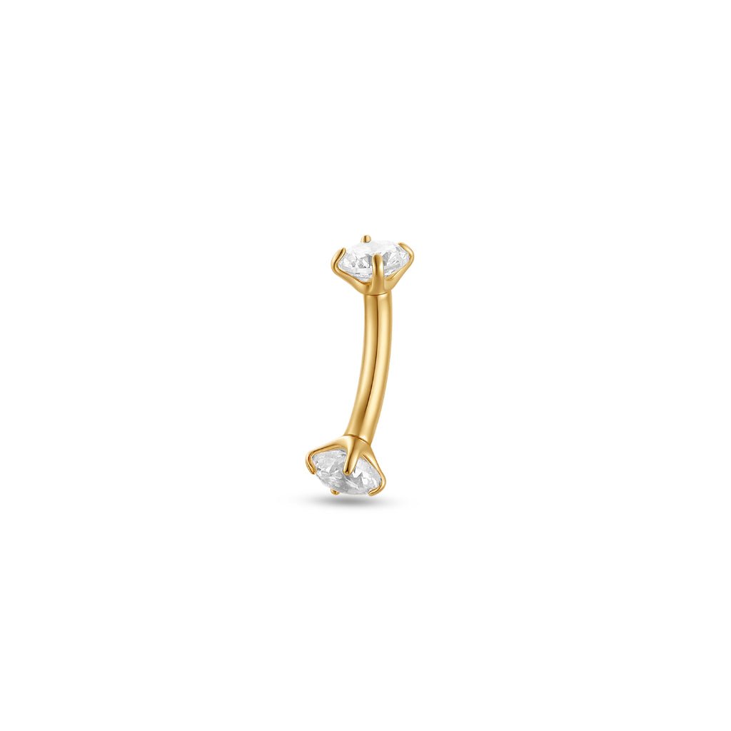 Titanium Round Cubic Zirconia Claw Set Curved Barbell - SkinKandy | Body Jewellery & Piercing Online Australia