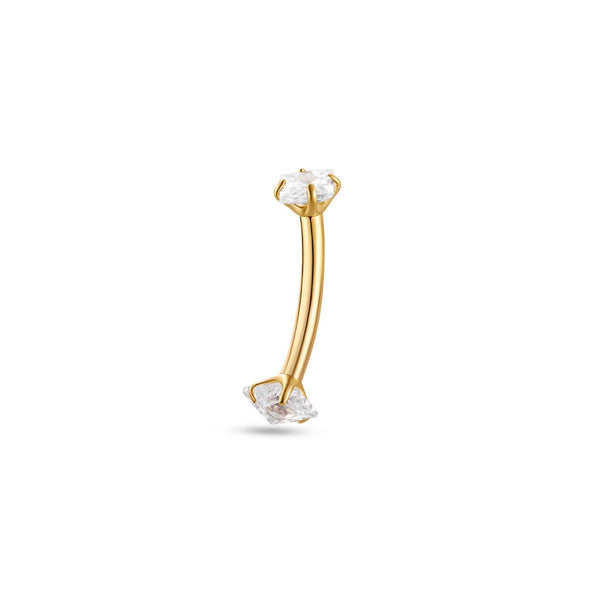 Titanium Square Cubic Zirconia Claw Set Curved Barbell