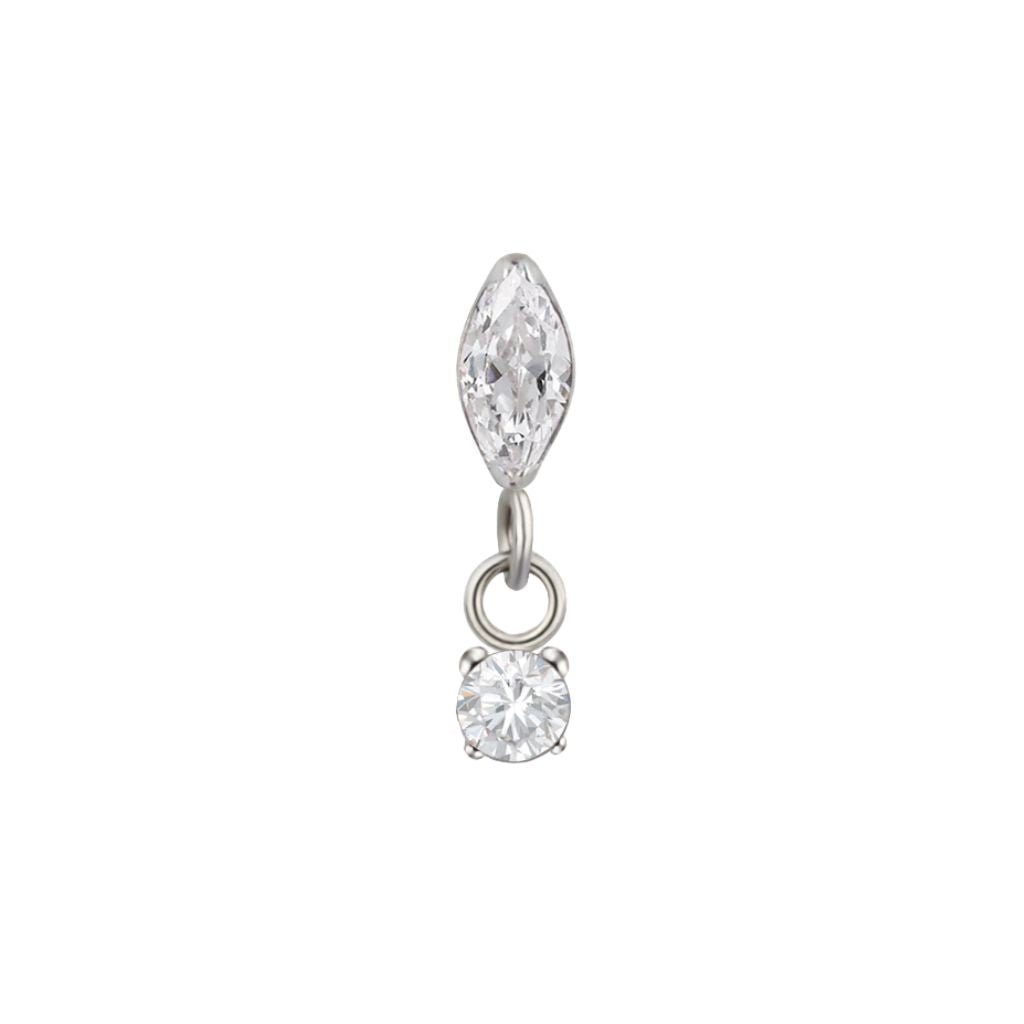 Titanium Flatback Marquis with round Cubic Zirconia Dangle - SkinKandy | Body Jewellery & Piercing Online Australia