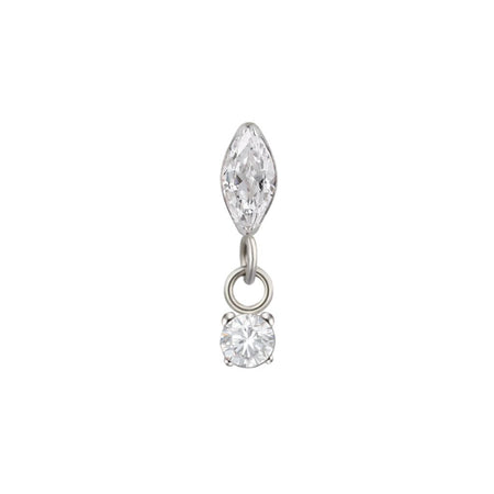 Titanium Flatback Marquis with round Cubic Zirconia Dangle