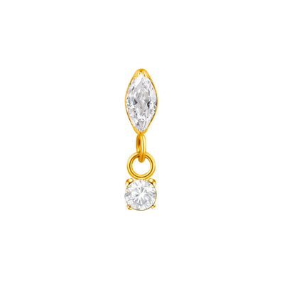 Titanium Flatback Marquis with round Cubic Zirconia Dangle