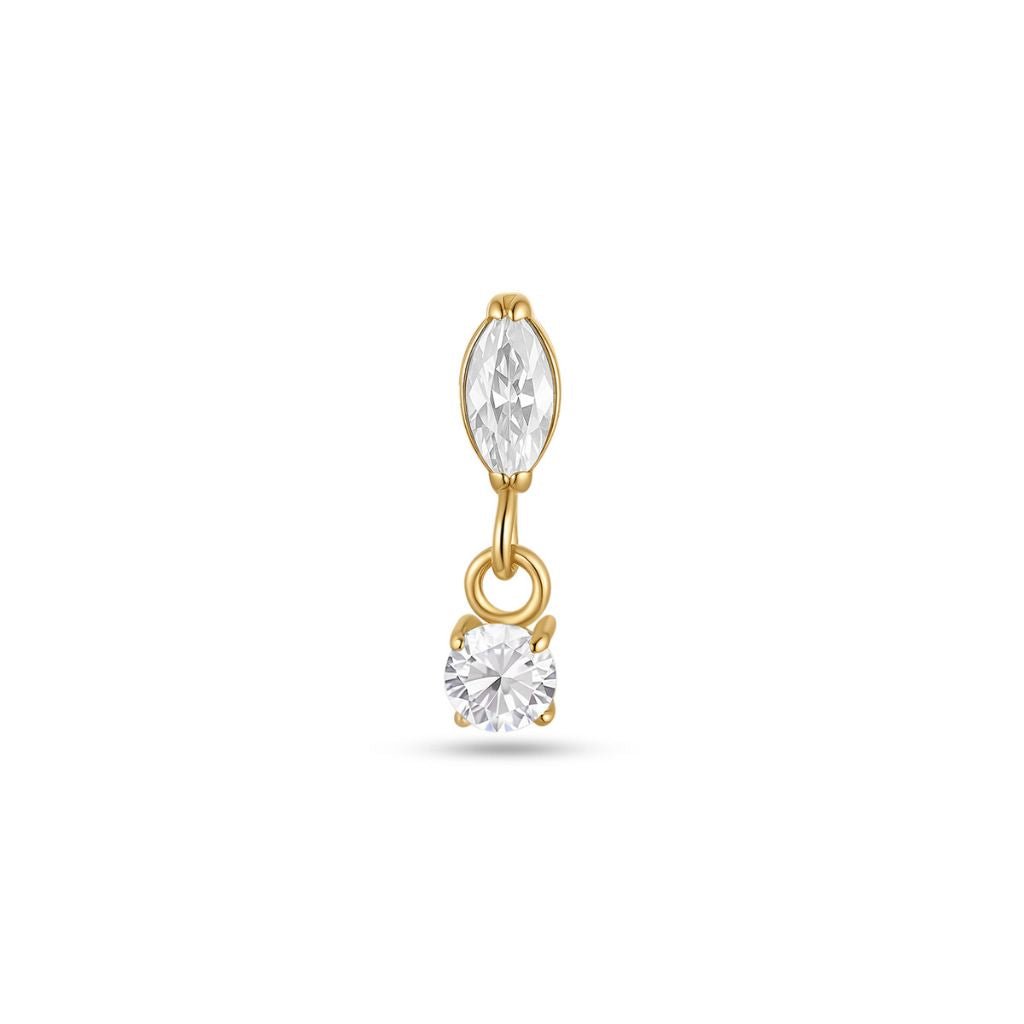 Titanium Flatback Marquis with round Cubic Zirconia Dangle - SkinKandy | Body Jewellery & Piercing Online Australia