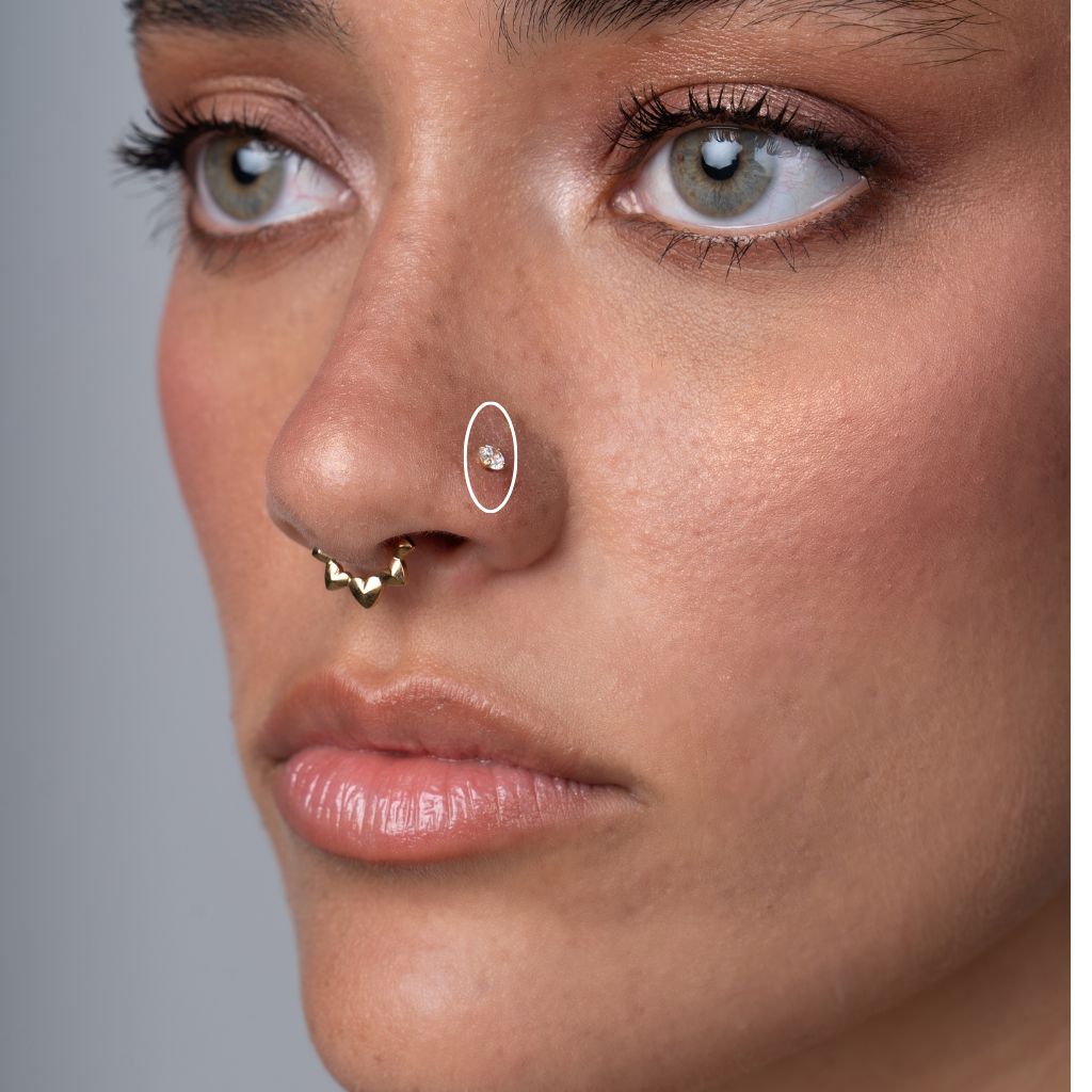 Titanium Labret Stud Internally Threaded with Gem