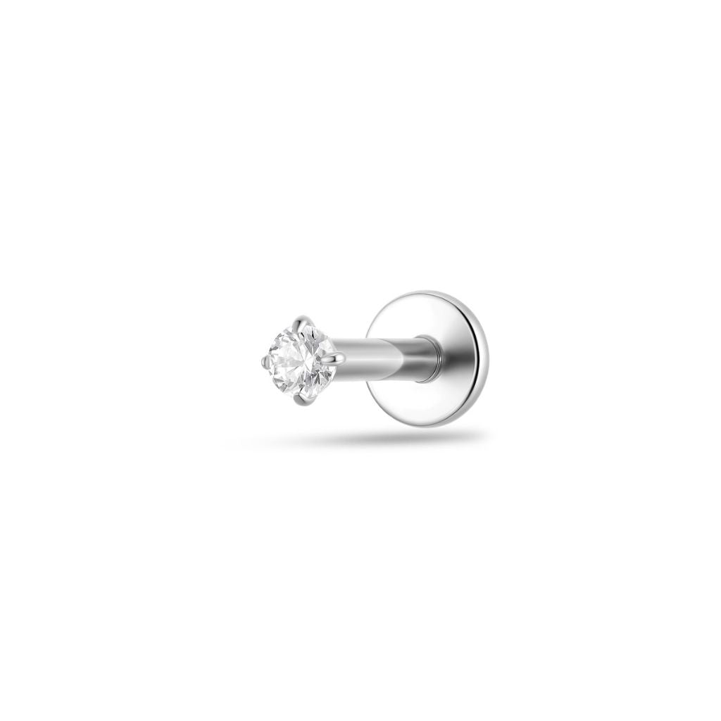 Titanium Labret Stud Internally Threaded with Gem - SkinKandy | Body Jewellery & Piercing Online Australia