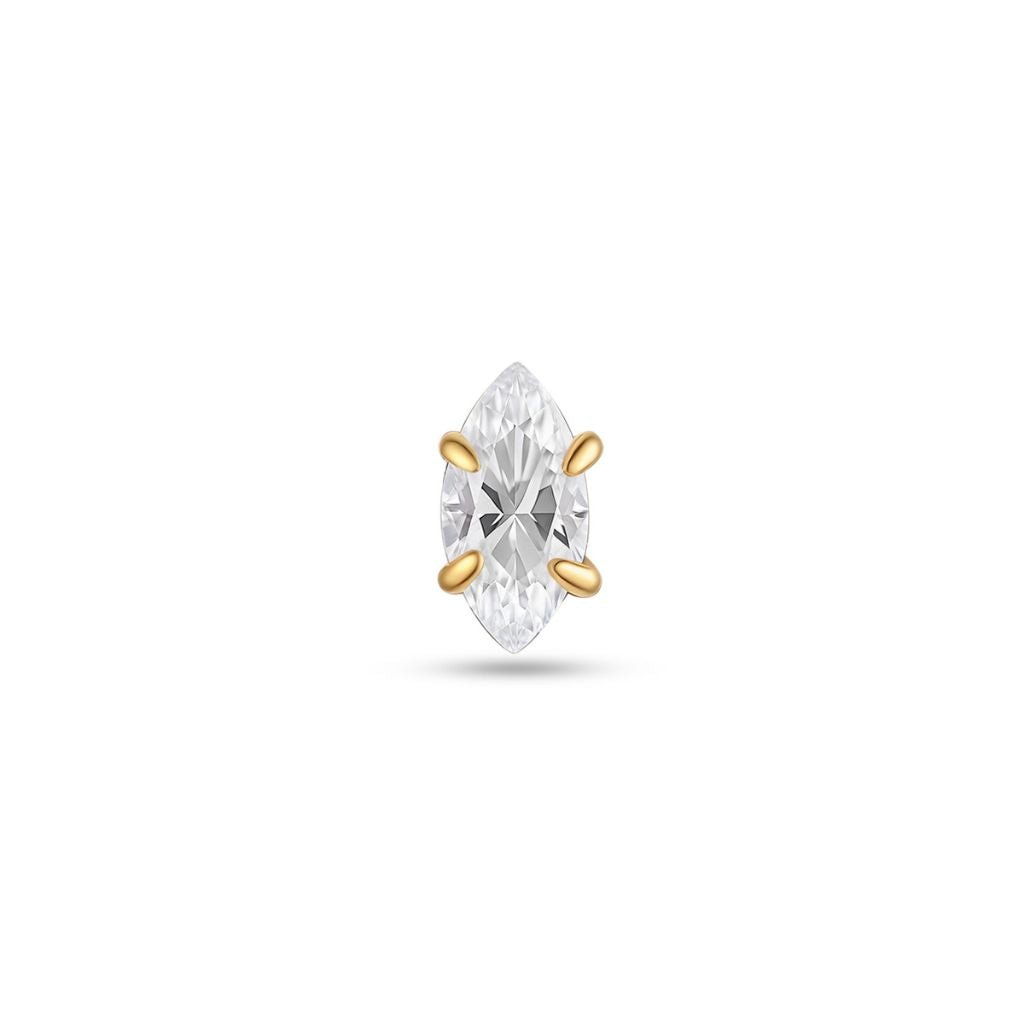 Titanium Flatback Oval Cubic Zirconia Marquis - SkinKandy | Body Jewellery & Piercing Online Australia
