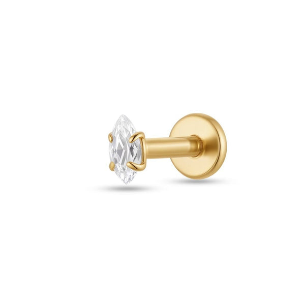 Titanium Flatback Oval Cubic Zirconia Marquis