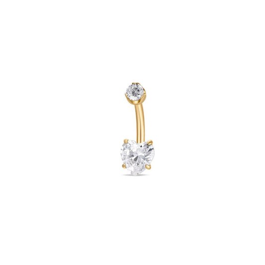 Titanium Navel Bar with Heart Cubic Zirconia in Claw Arc Setting - SkinKandy | Body Jewellery & Piercing Online Australia