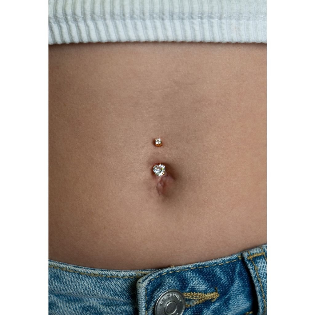 Titanium Navel Bar with Heart Cubic Zirconia in Claw Arc Setting - SkinKandy | Body Jewellery & Piercing Online Australia