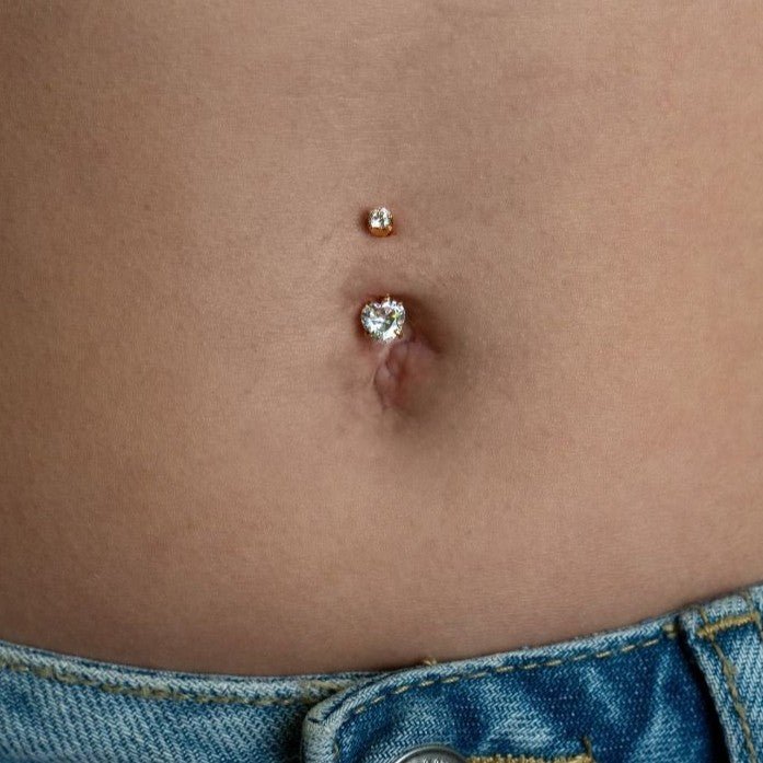 Titanium Navel Bar with Heart Cubic Zirconia in Claw Arc Setting - SkinKandy | Body Jewellery & Piercing Online Australia