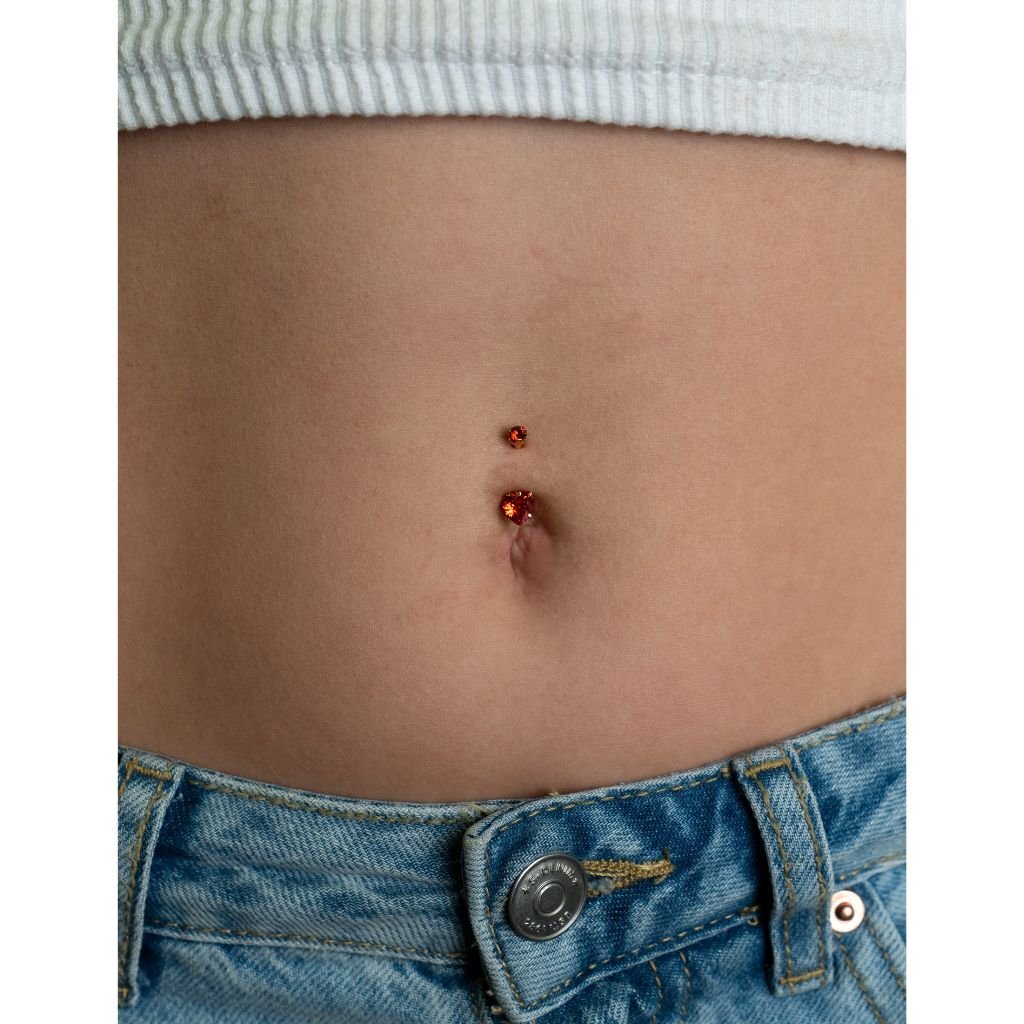 Titanium Navel Bar with Heart Cubic Zirconia in Claw Arc Setting - SkinKandy | Body Jewellery & Piercing Online Australia