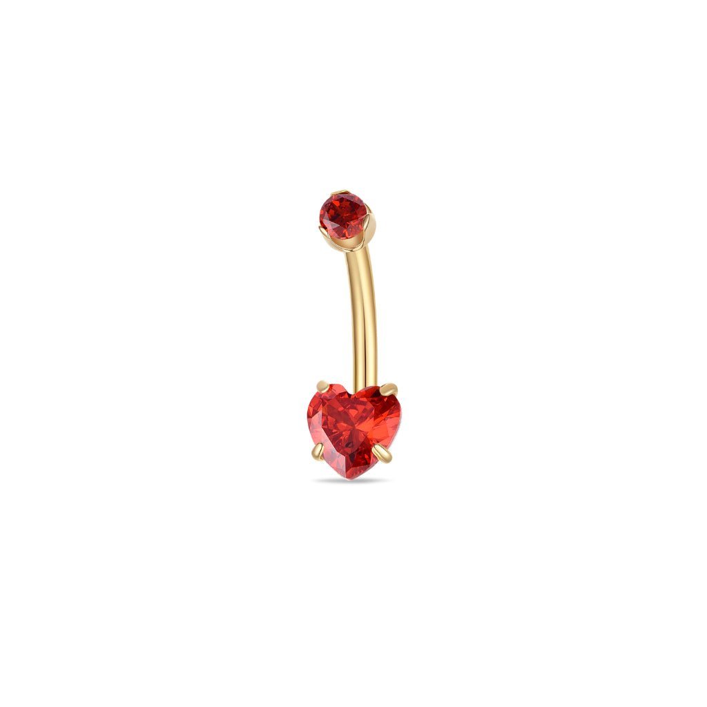 Implant Grade Titanium Navel Bar with Heart Cubic Zirconia in Claw Arc Setting 14G - SkinKandy | Body Jewellery & Piercing