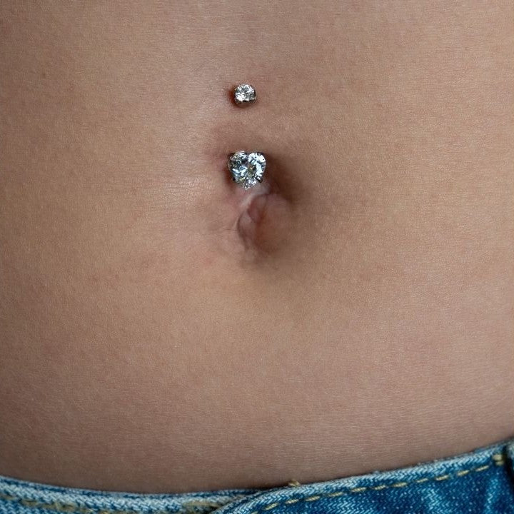 Titanium Navel Bar with Heart Cubic Zirconia in Claw Arc Setting - SkinKandy | Body Jewellery & Piercing Online Australia