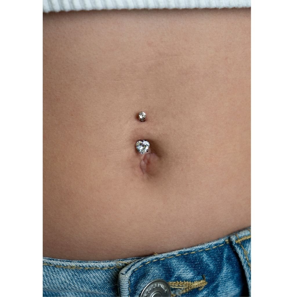 Titanium Navel Bar with Heart Cubic Zirconia in Claw Arc Setting - SkinKandy | Body Jewellery & Piercing Online Australia