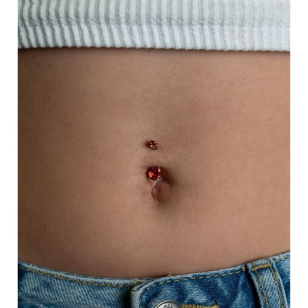 Titanium Navel Bar with Heart Cubic Zirconia in Claw Arc Setting - SkinKandy | Body Jewellery & Piercing Online Australia