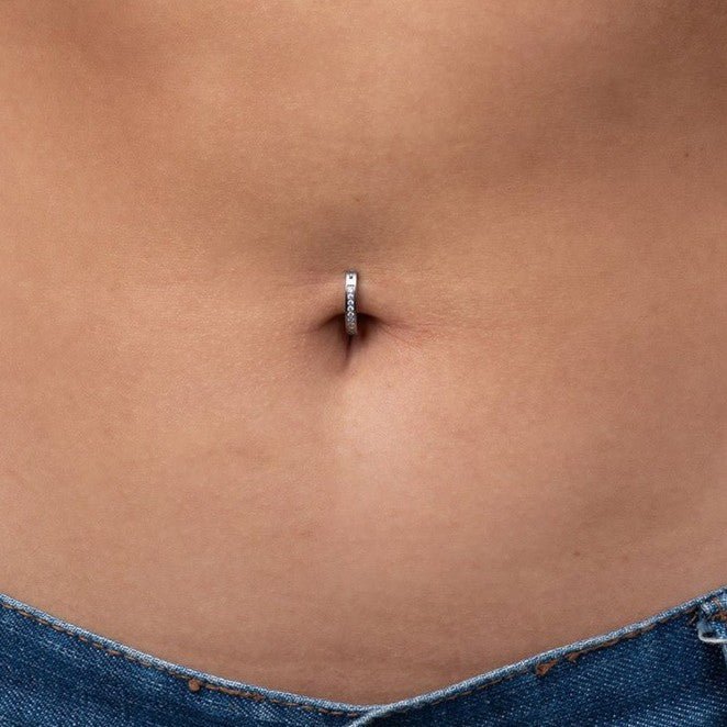 Titanium Navel Clicker with Inset Paved Round Cubic Zirconia - SkinKandy | Body Jewellery & Piercing Online Australia