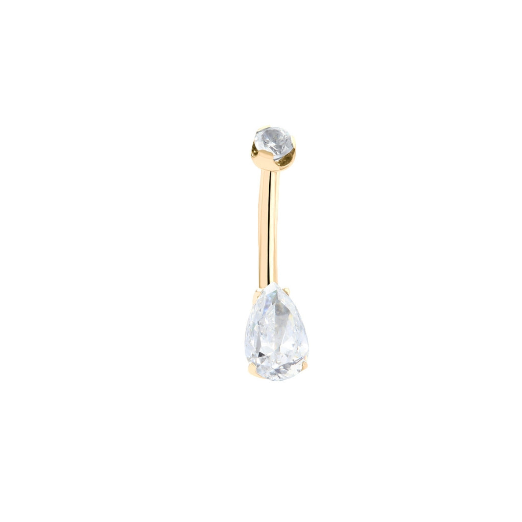 Image for Titanium Navel Bar with Teardrop Cubic Zirconia in Claw Arc Setting Collections