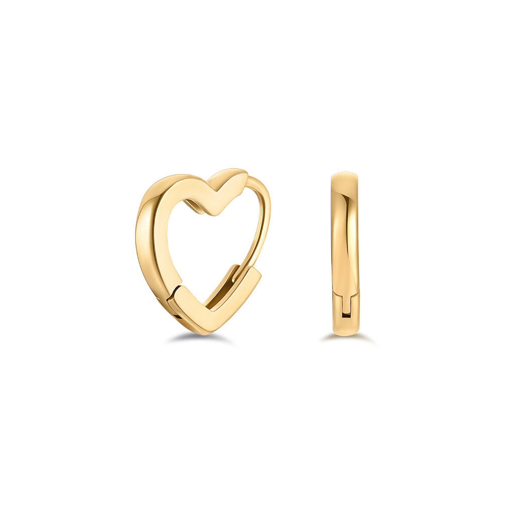 Surgical Steel Heart Hoop Earrings with Rounded Square Edge