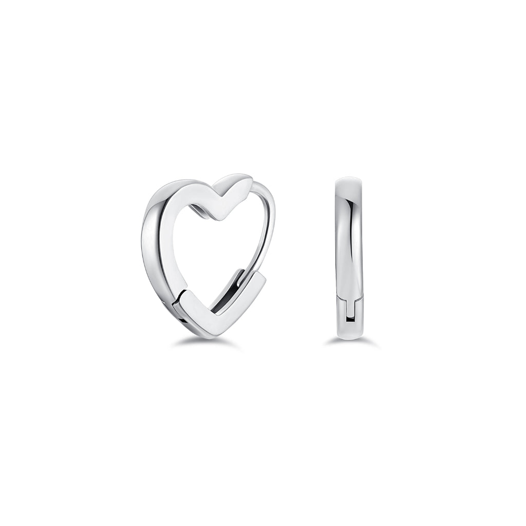 Surgical Steel Heart Hoop Earrings with Rounded Square Edge