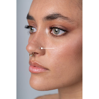 Titanium Prong Set Square CZ L Bend Nose Stud