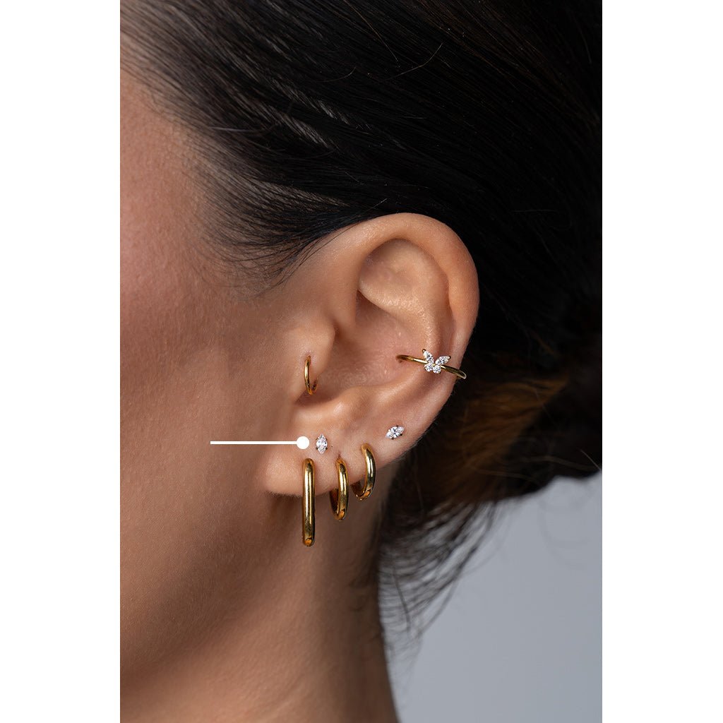 Titanium Studs Oval Cubic Zirconia Marquis - SkinKandy | Body Jewellery & Piercing Online Australia