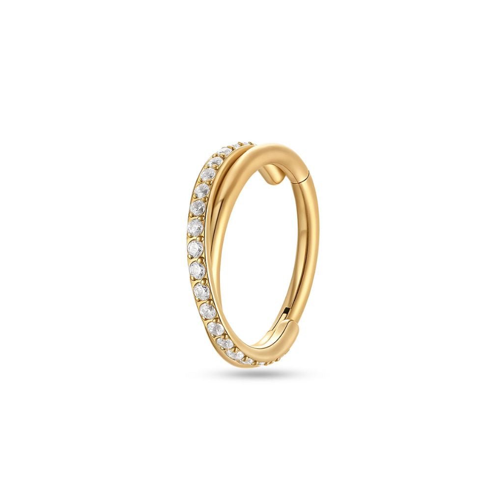 Titanium Double Hoop CZ Segment Ring - SkinKandy | Body Jewellery & Piercing Online Australia