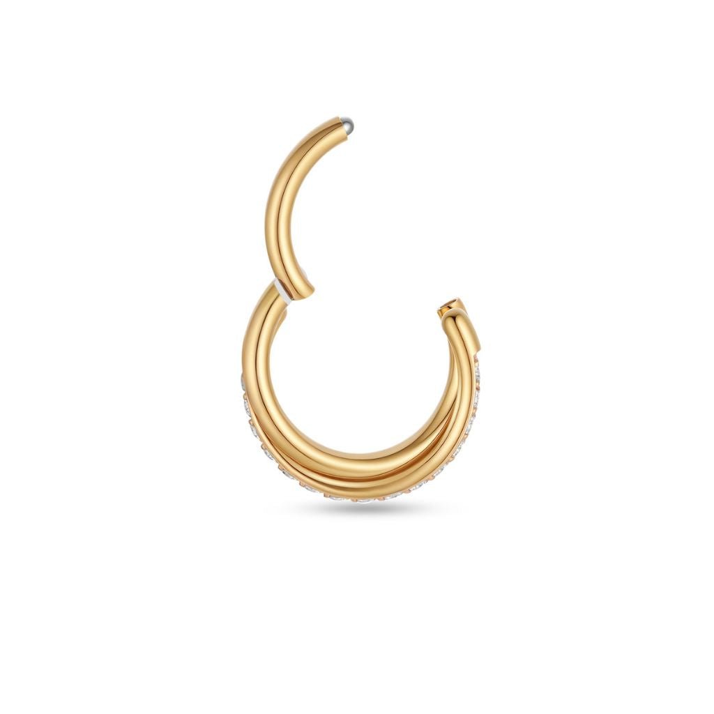 Titanium Double Hoop CZ Segment Ring - SkinKandy | Body Jewellery & Piercing Online Australia