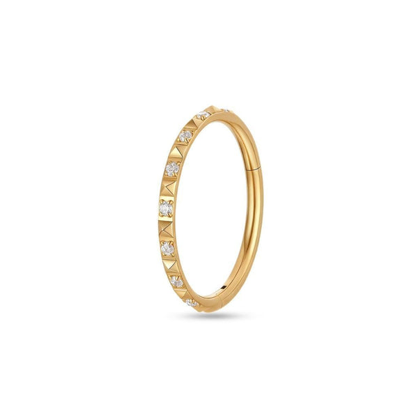 Titanium Segment Ring Prism Hinged CZ Paved