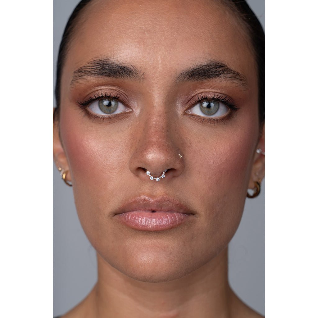 Titanium Round Ripple Segment Ring with Cubic Zirconia - SkinKandy | Body Jewellery & Piercing Online Australia