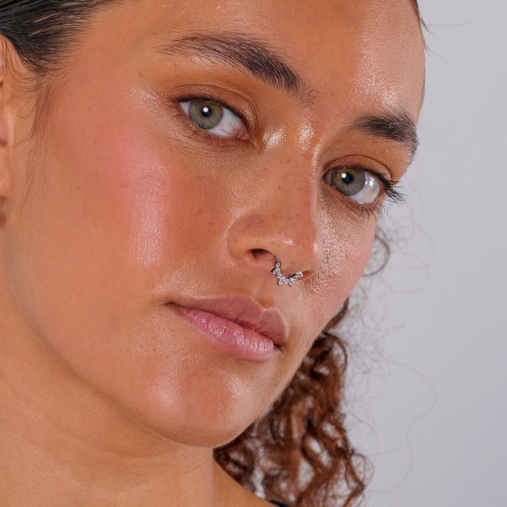 Titanium Pear Round Tiara Segment Ring with Cubic Zirconia - SkinKandy | Body Jewellery & Piercing Online Australia