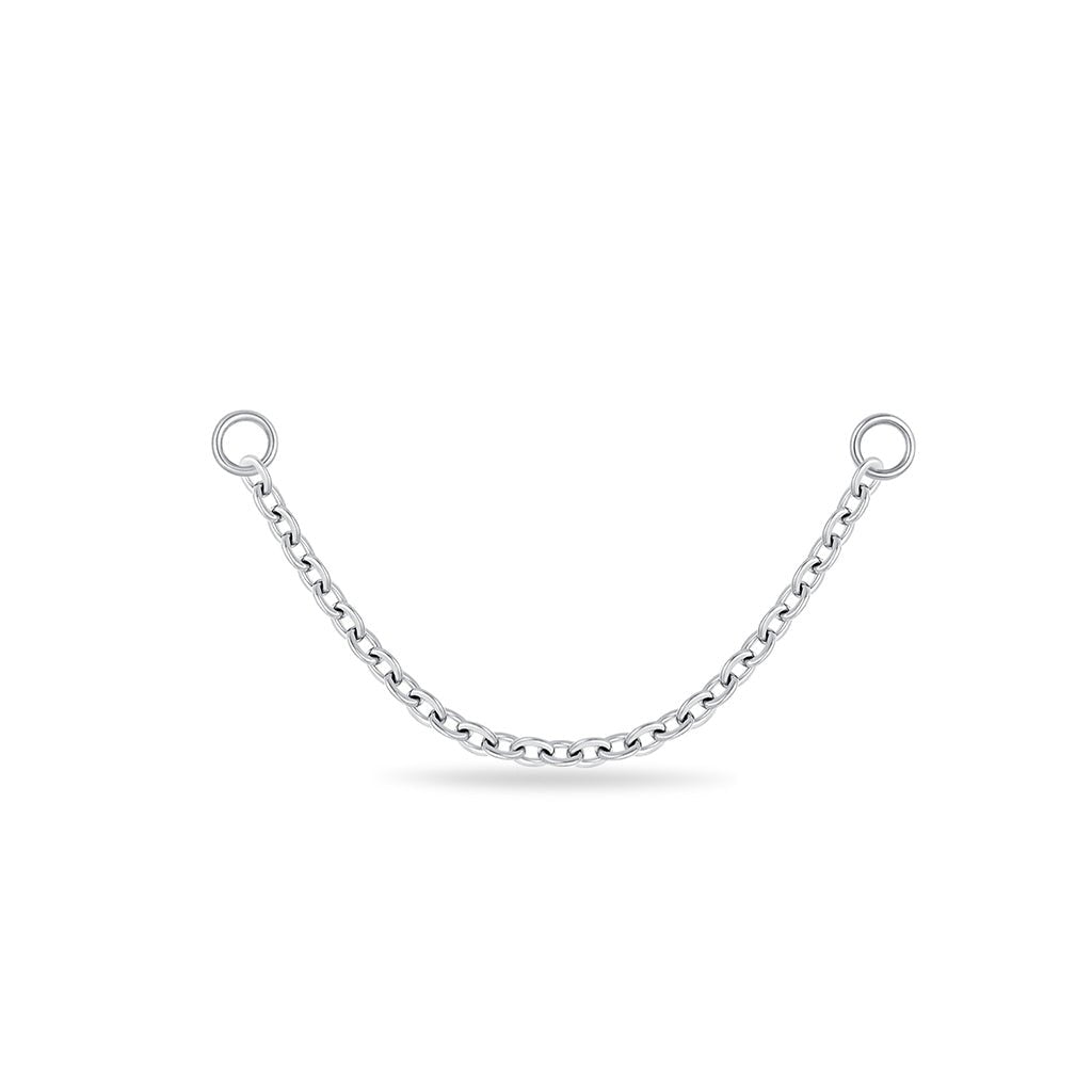Silver-tone titanium single chain connector with jump rings at each end.